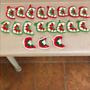19 Hand Crochet Granny Square Ornaments Retro Christmas Holiday Decor